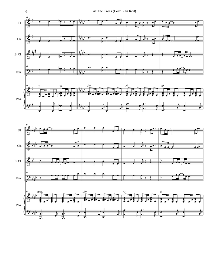 At The Cross (love Ran Red) Woodwind Quartet scores gallery preview page 6