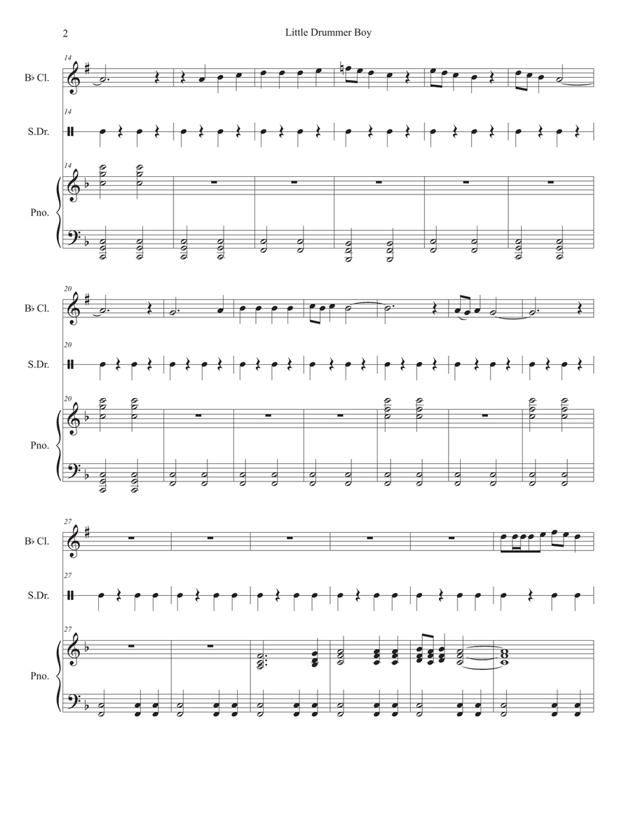 The Little Drummer Boy Clarinet Solo scores gallery preview page 2
