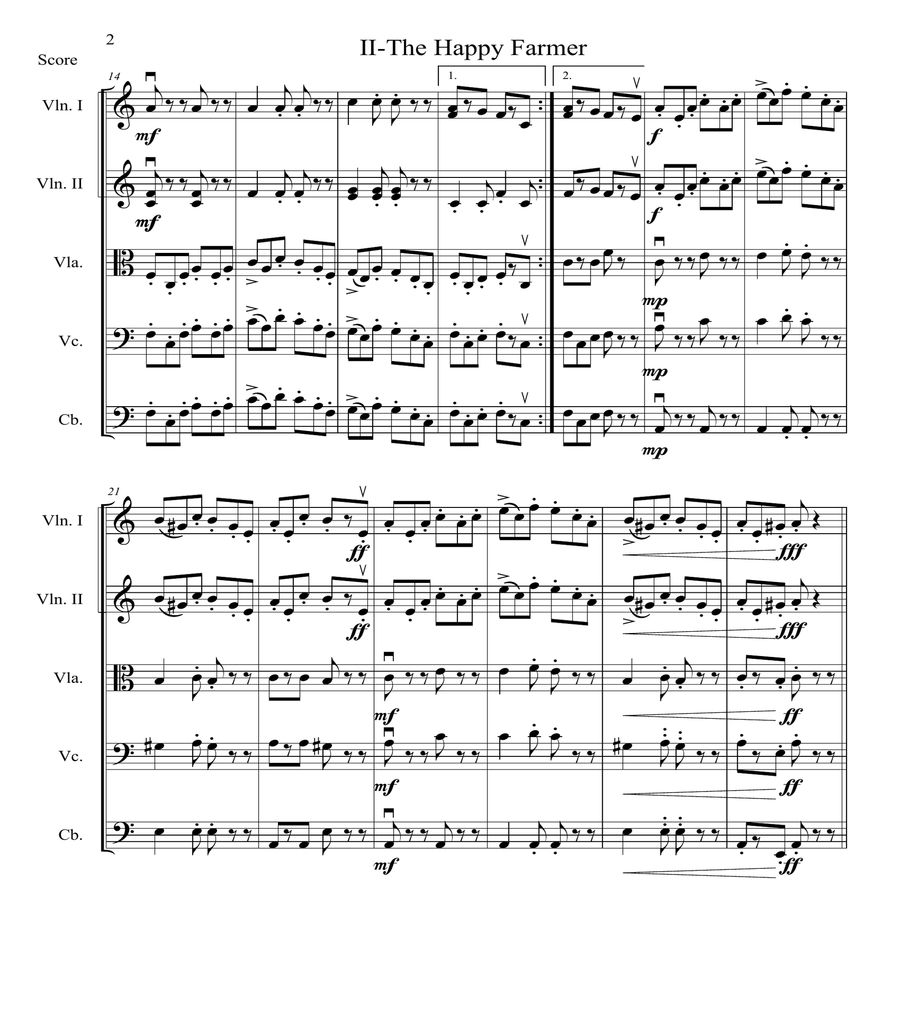 Two Favorite Robert Schumann Tunes Arr. For String Orchestra image number null