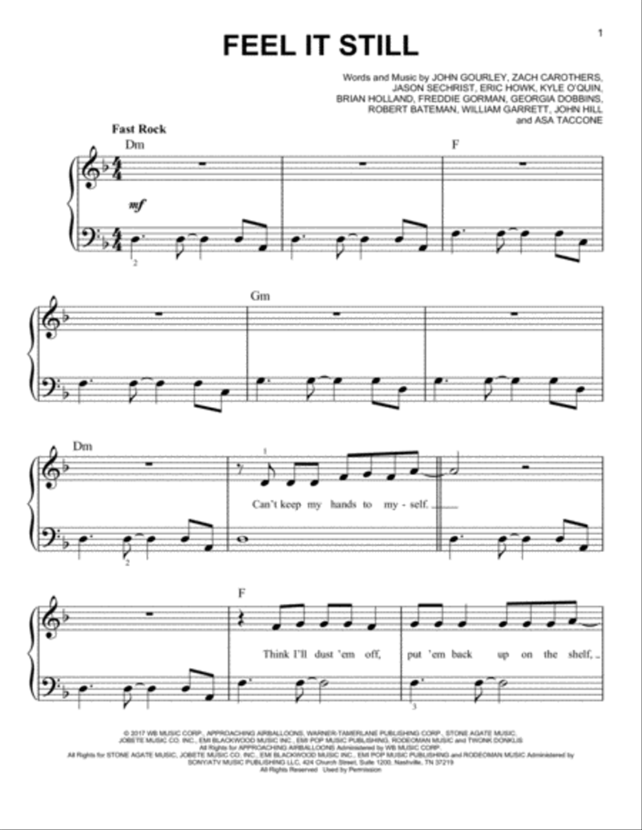 Feel It Still Easy Piano scores gallery preview page 1
