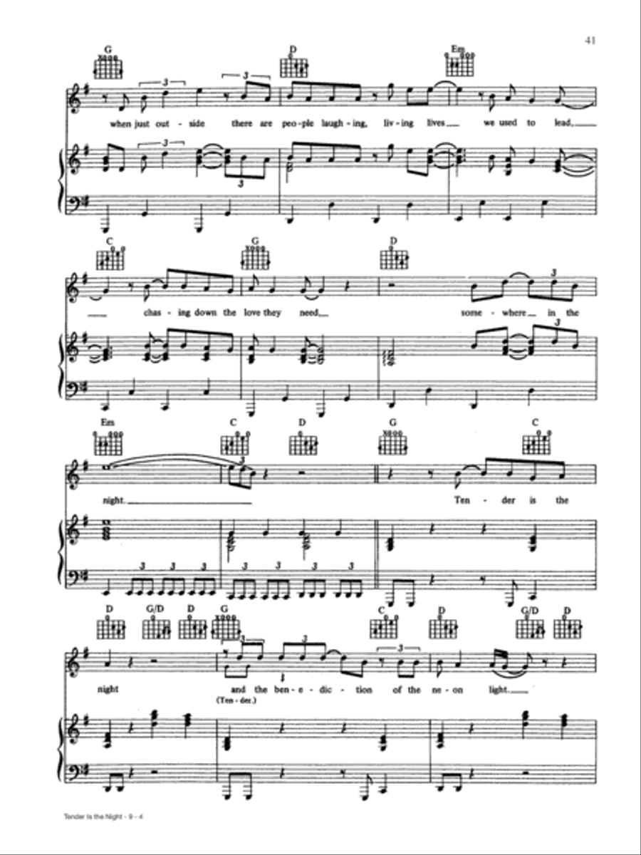 Tender is the Night Piano, Vocal, Guitar scores gallery preview page 4