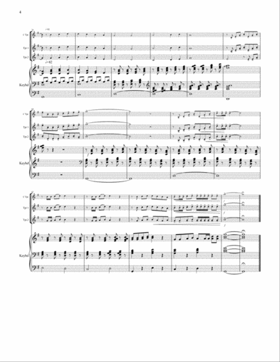 Joyful, Joyful, We Adore Thee (Hymn to Joy) – One or Two Trumpets and Keyboard. Trumpet Duet scores gallery preview page 5