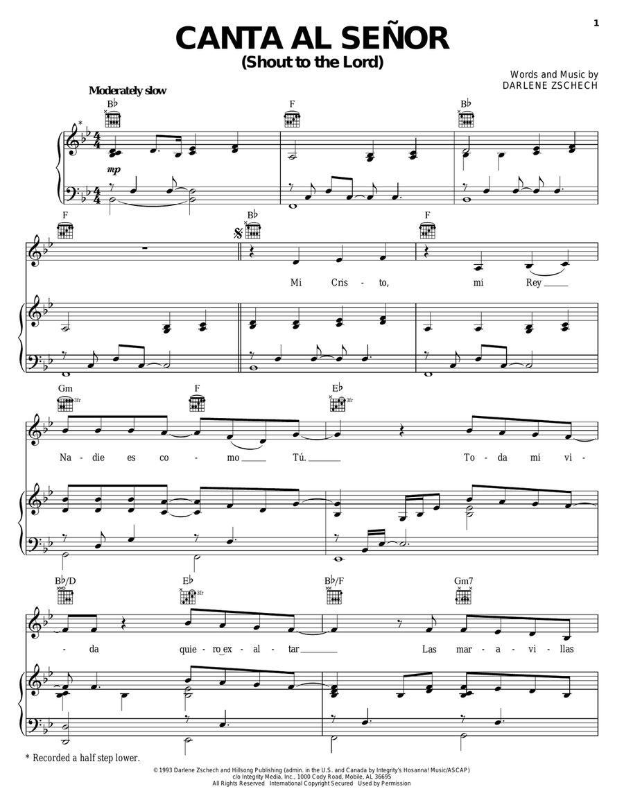 Canta Al Senor (Shout To The Lord) Guitar scores gallery preview page 1
