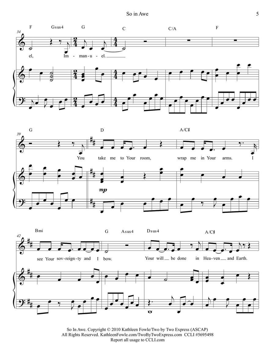 SO IN AWE Piano, Vocal scores gallery preview page 6