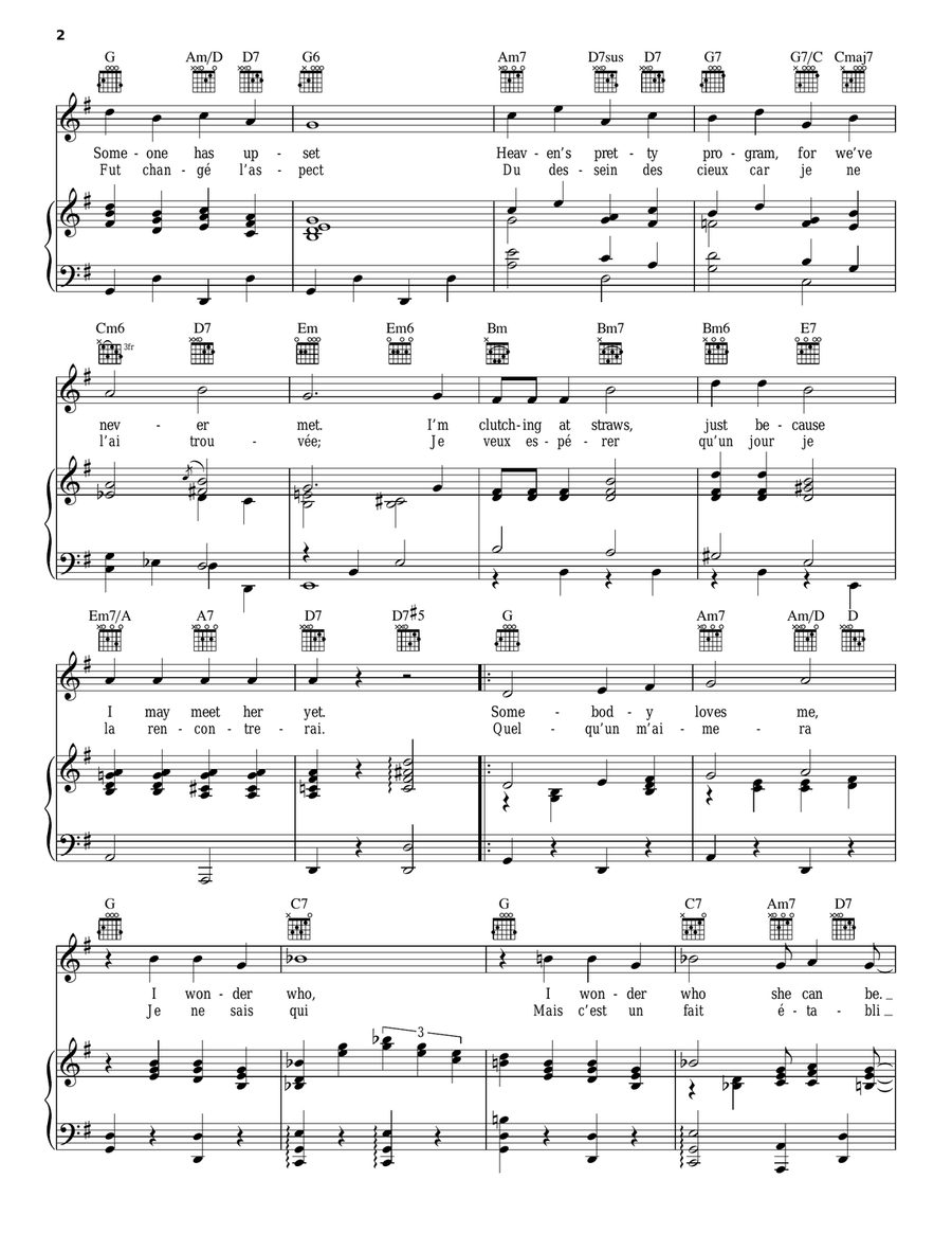 Somebody Loves Me Piano, Vocal, Guitar scores gallery preview page 2
