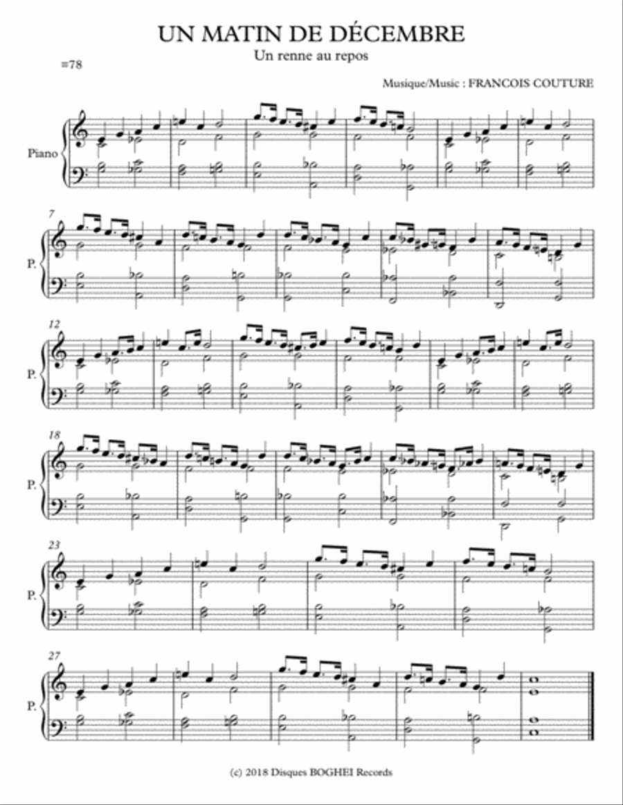 UN MATIN DE DÉCEMBRE Easy Piano scores gallery preview page 6