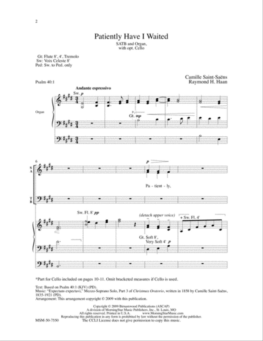 Patiently Have I Waited 4-Part scores gallery preview page 2