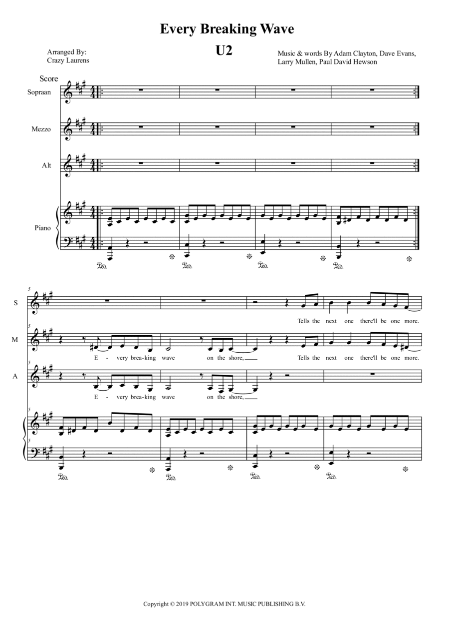 Every Breaking Wave 3-Part scores gallery preview page 1