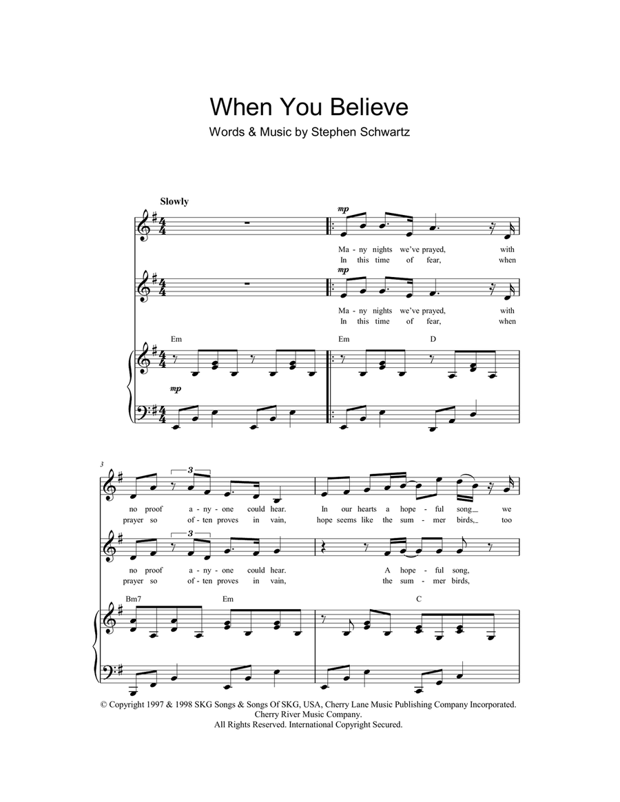 When You Believe When You Believe 2-Part scores gallery preview page 1