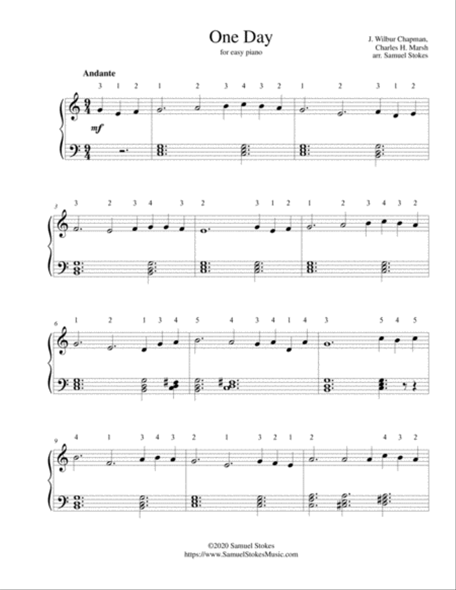 One Day - for easy piano Easy Piano scores gallery preview page 1