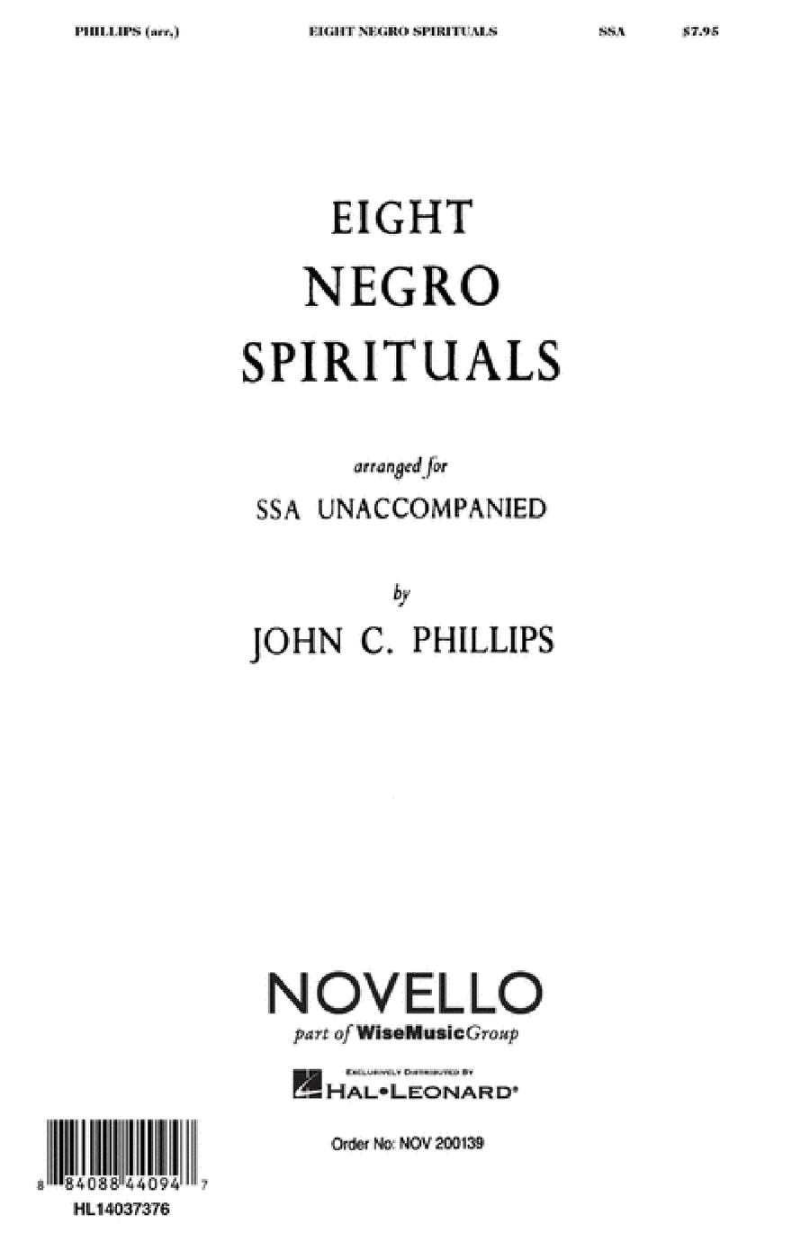 Eight Negro Spirituals Eight Negro Spirituals SSA scores gallery preview page 1