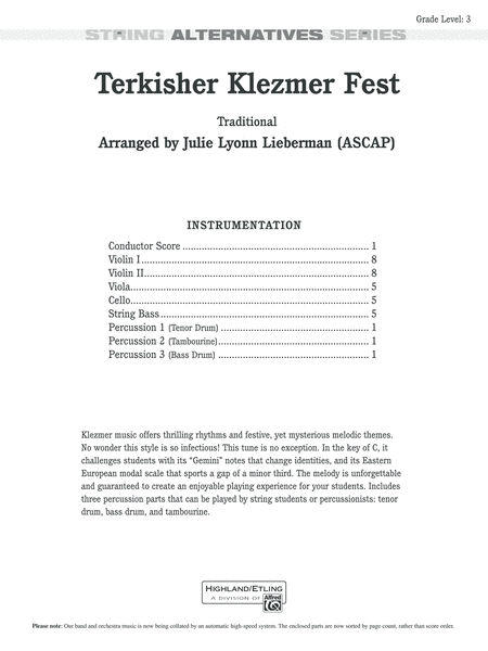 Terkisher Klezmer Fest: Score