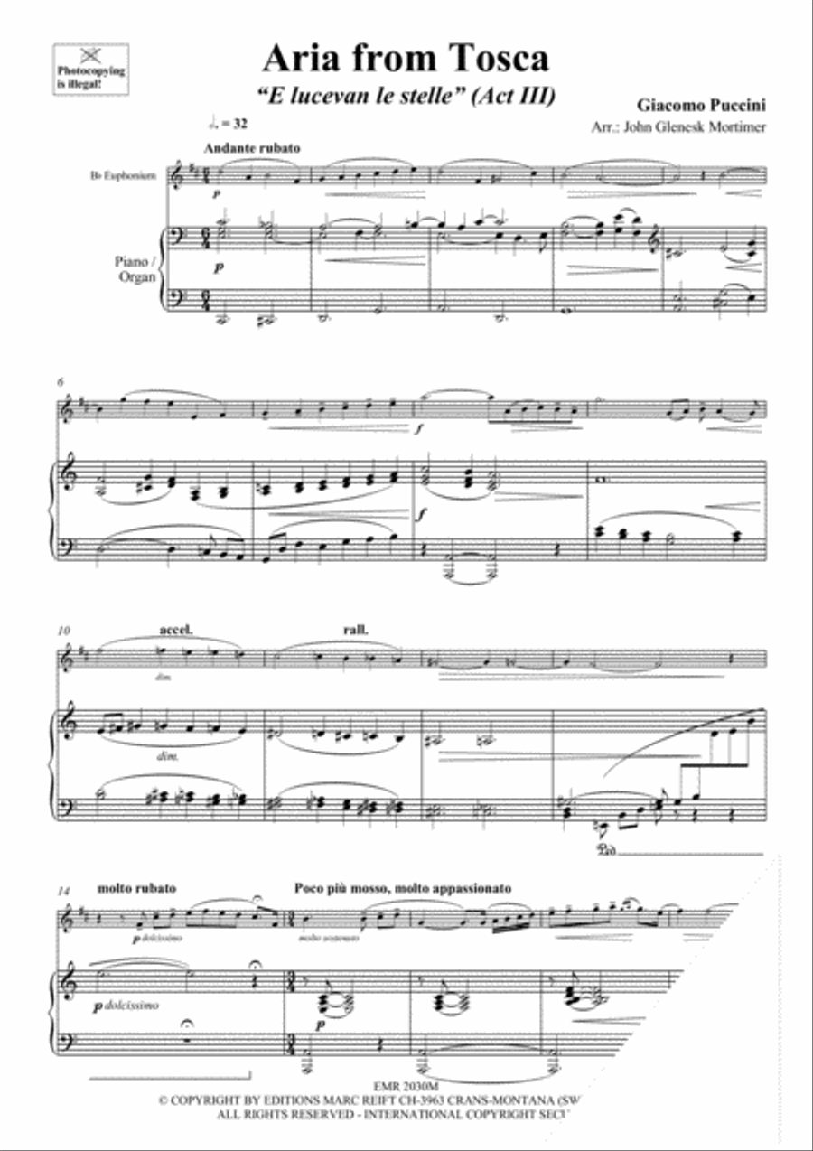 Aria from Tosca Euphonium scores gallery preview page 3
