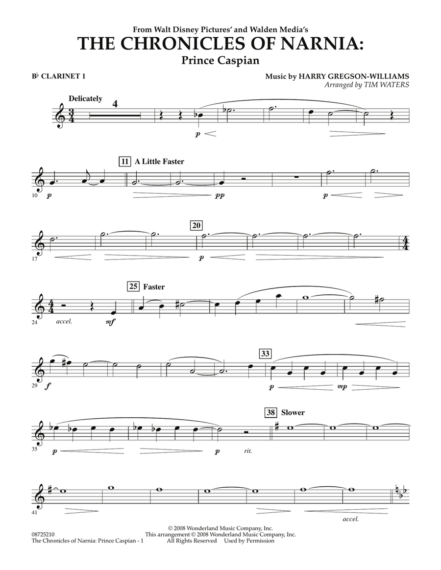 The Chronicles Of Narnia: Prince Caspian - Bb Clarinet 1 Concert Band scores gallery preview page 1