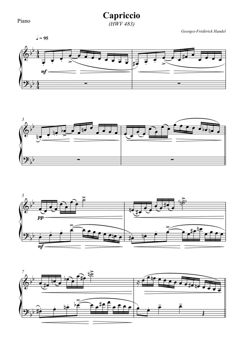 Capriccio (HWV 483) For Piano image number null
