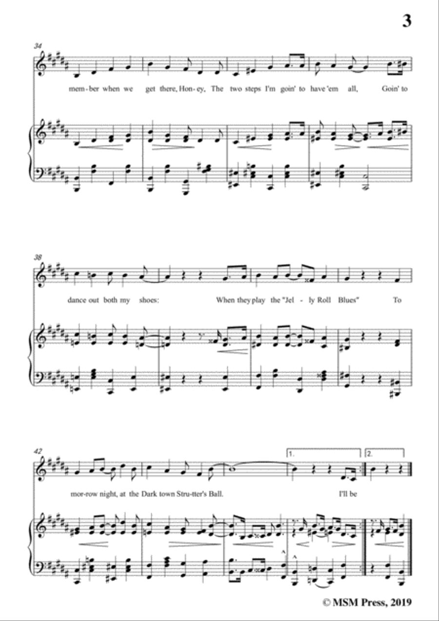 Shelton Brooks-Darktown Strutters'Ball,in B Major,for Voice and Piano Voice Solo scores gallery preview page 5