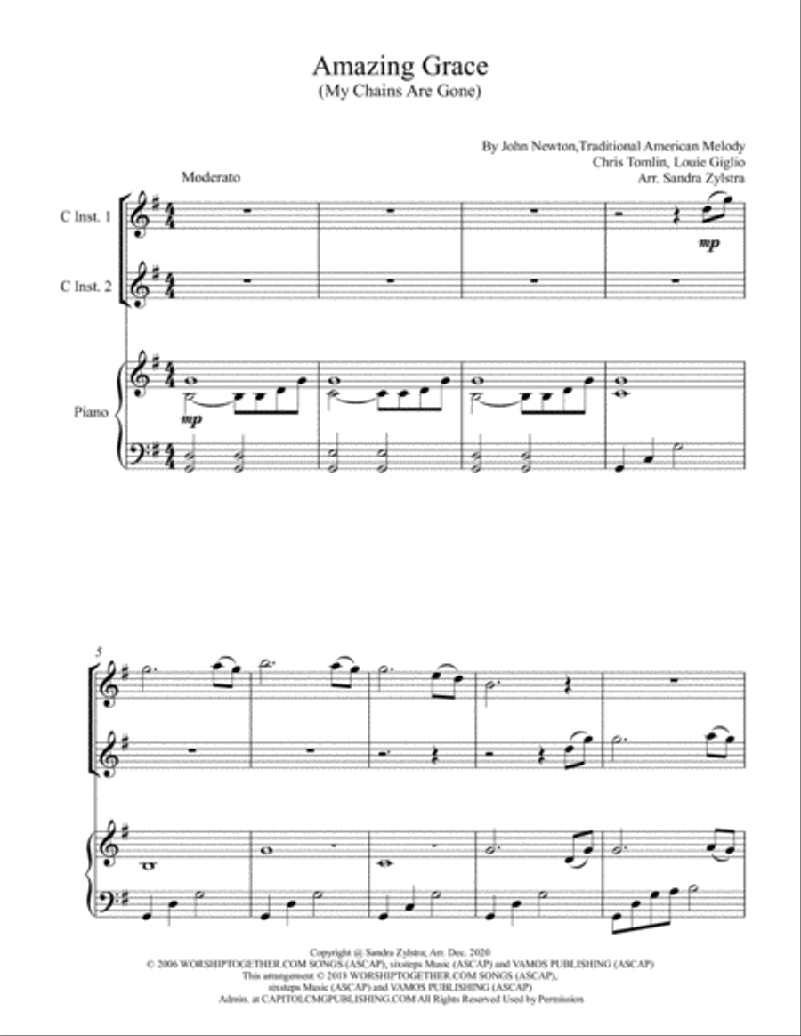 Amazing Grace (my Chains Are Gone) Piano scores gallery preview page 2