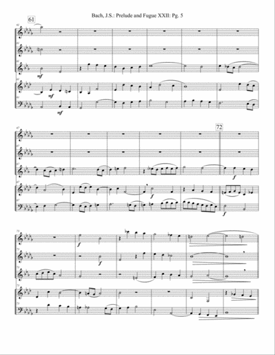 Prelude and Fugue XXII (Woodwind Quintet) Woodwind Quintet scores gallery preview page 6