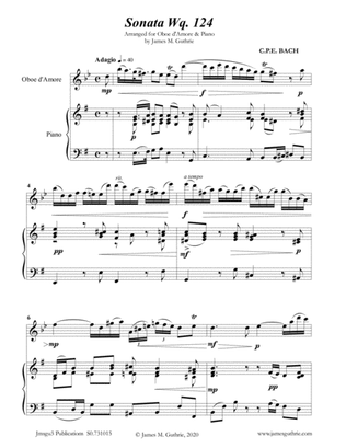 CPE BACH: Sonata in E Minor WQ 124 for Oboe d'Amore & Piano