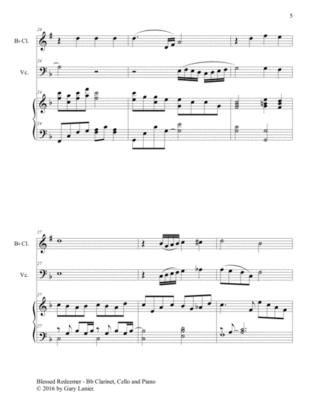 BLESSED REDEEMER (Trio – Bb Clarinet, Cello & Piano with Score/Parts) image number null