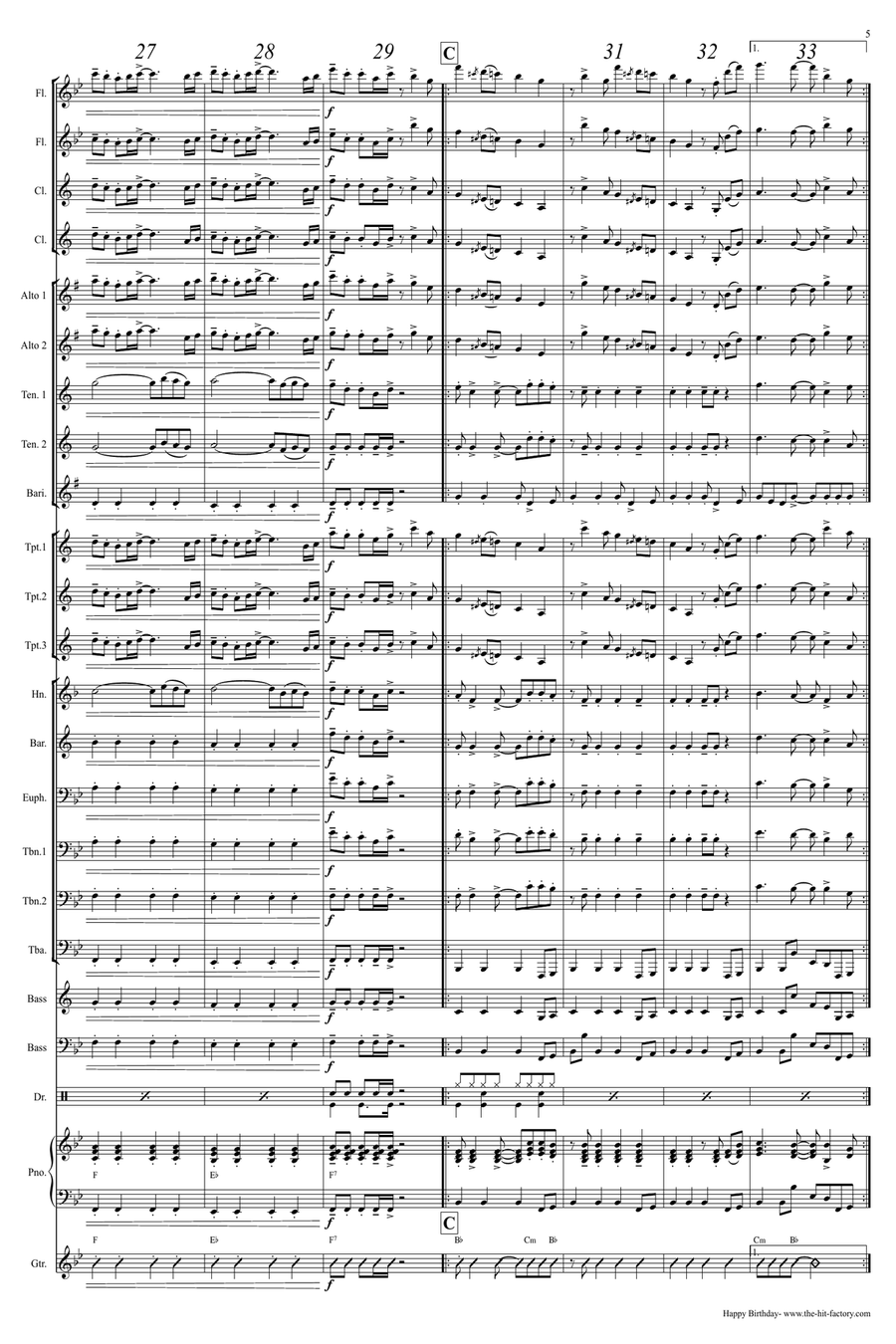 Happy Birthday Concert Band scores gallery preview page 6