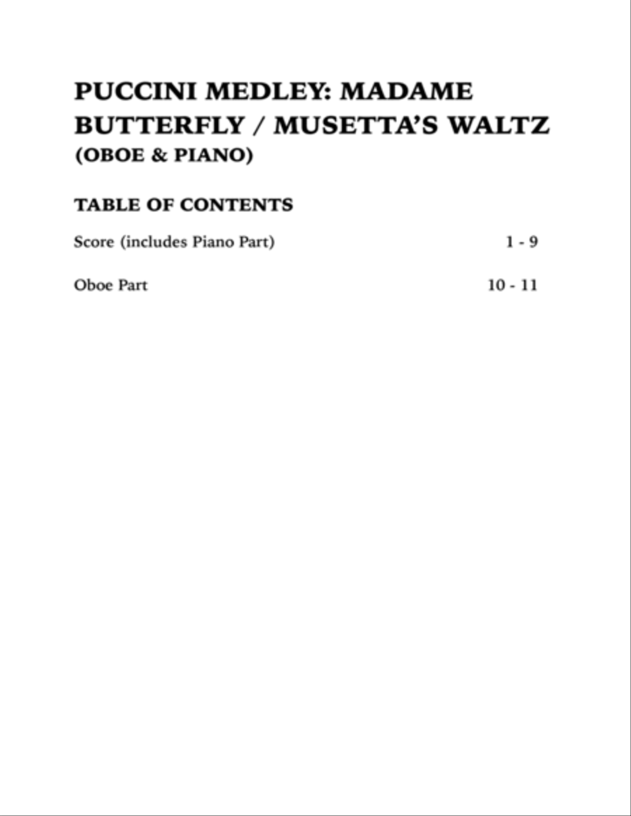 Puccini Medley: Un Bel Di (Madame Butterfly) and Musetta's Waltz (La Boheme): Oboe and Piano Piano scores gallery preview page 4