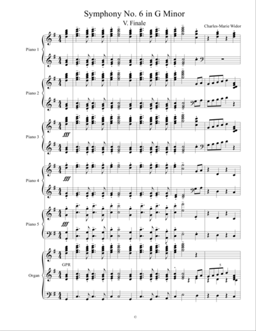 Widor - Finale (5th movement) of Symphony No. 6 in G Minor Small Ensemble scores gallery preview page 1