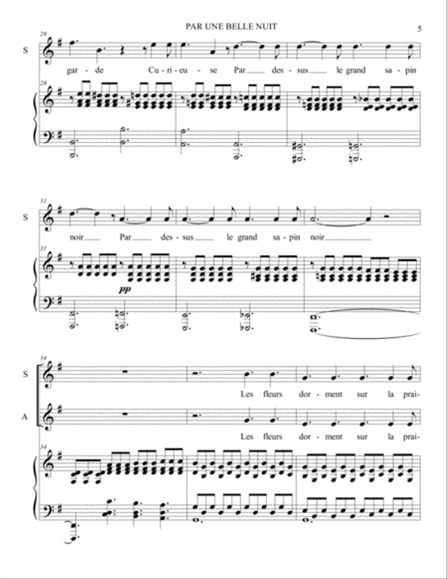 PAR UNE BELLE NUIT - Gounod - For Soprano, Alto and Piano SA scores gallery preview page 5