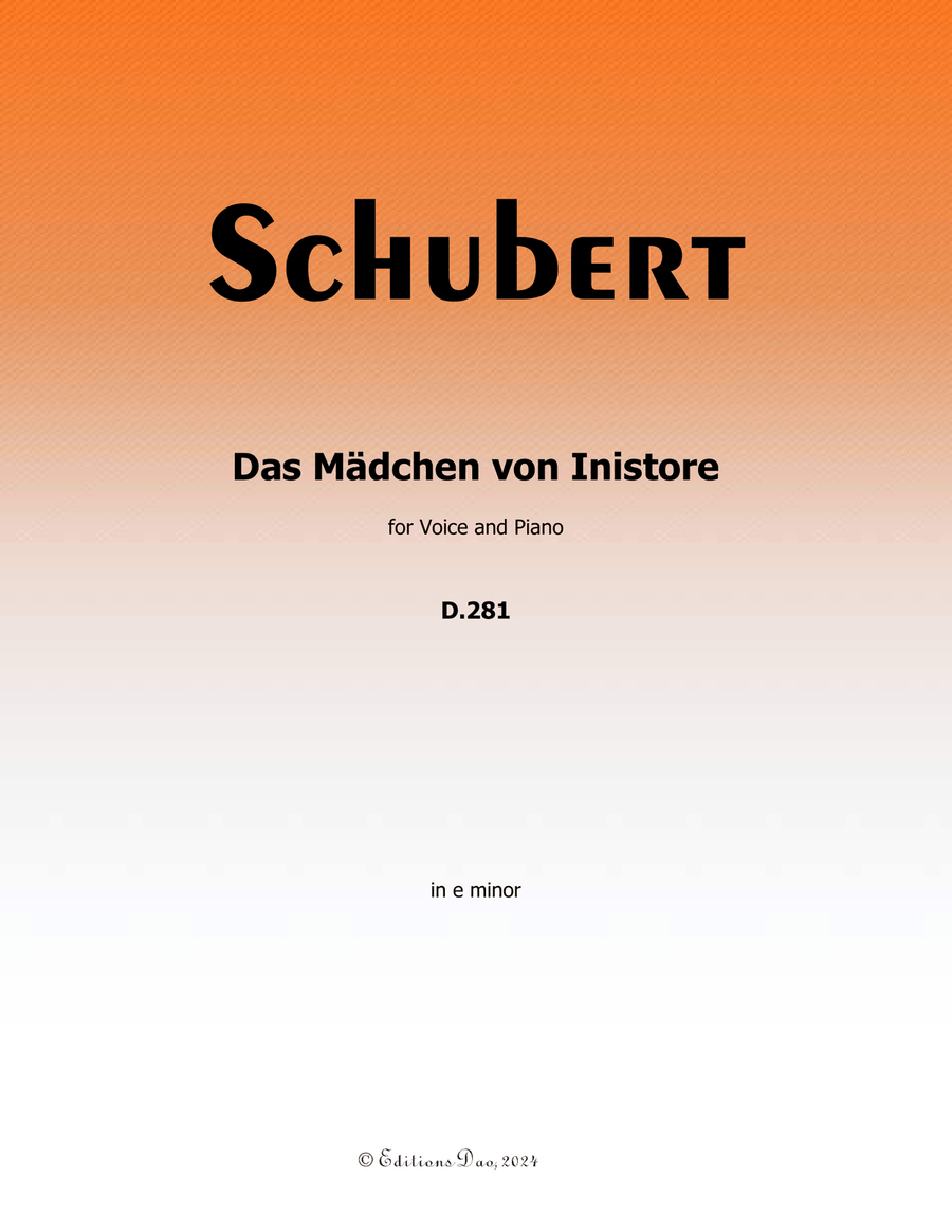 Das Madchen von Inistore, by Schubert, D.281, in e minor Voice scores gallery preview page 1