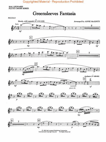 Greensleeves Fantasia - Flute Choir Series