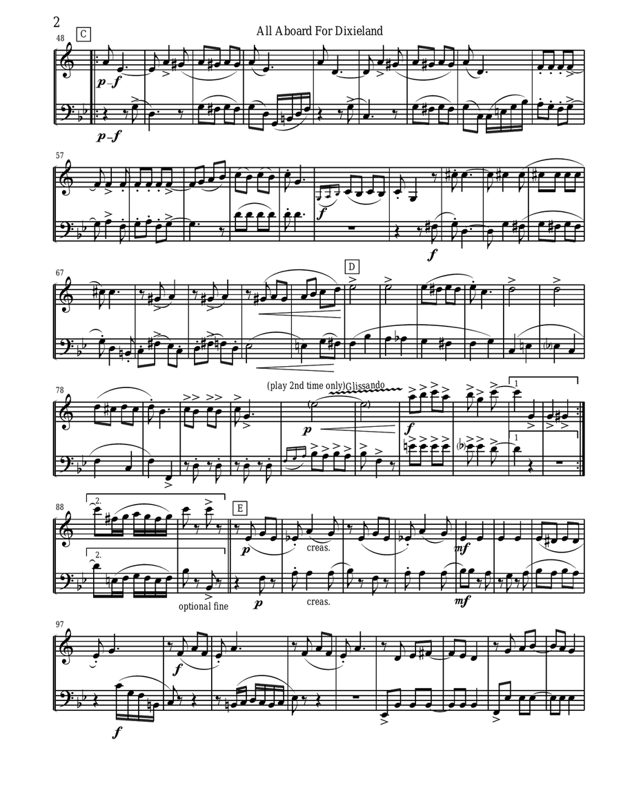 All Aboard for Dixieland for Clarinet and Bassoon Duet Woodwind Duet scores gallery preview page 2
