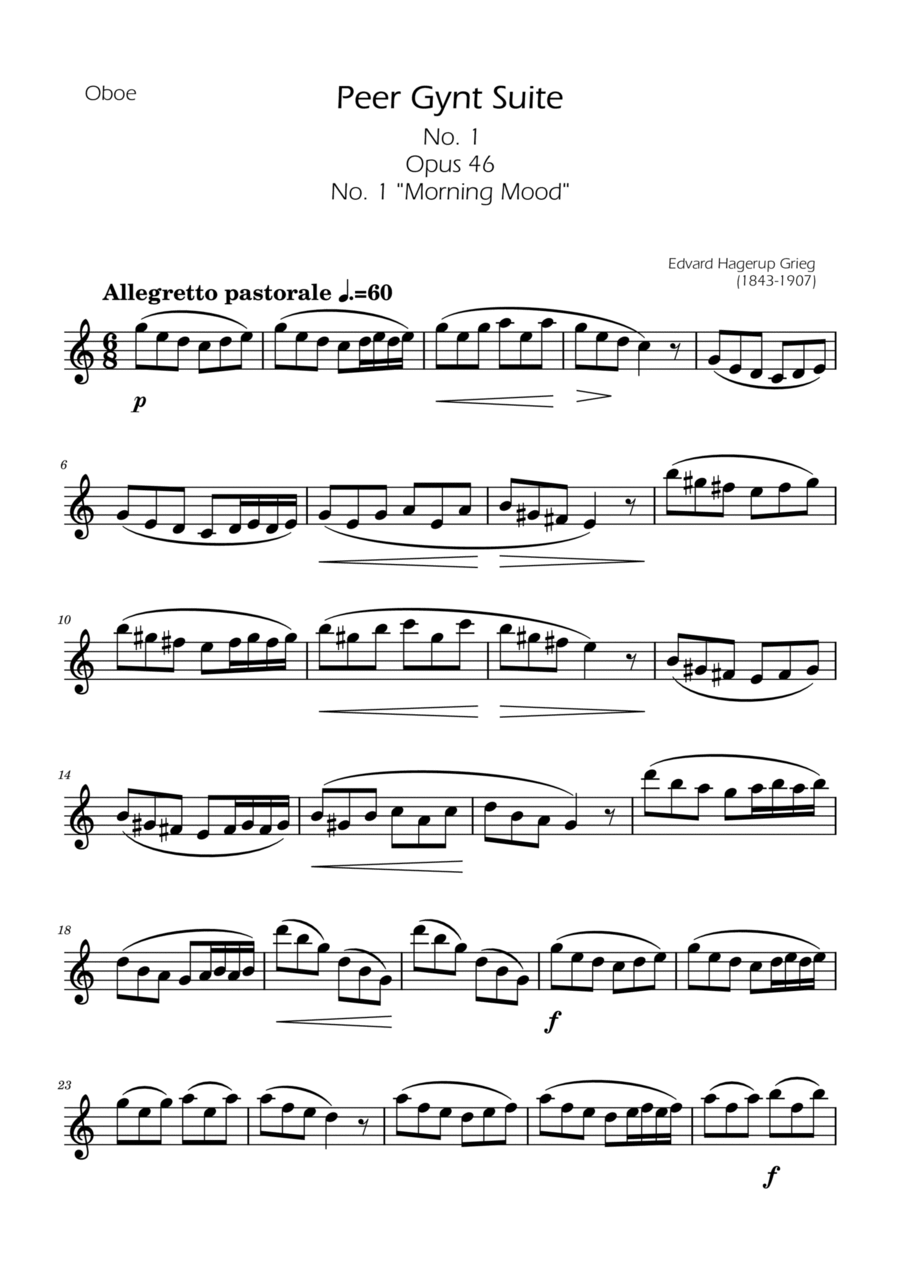 Morning Mood - Oboe Solo Oboe Solo scores gallery preview page 1