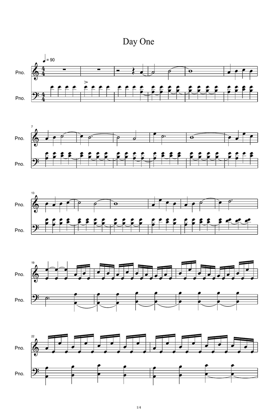 Day One Piano Solo scores gallery preview page 1
