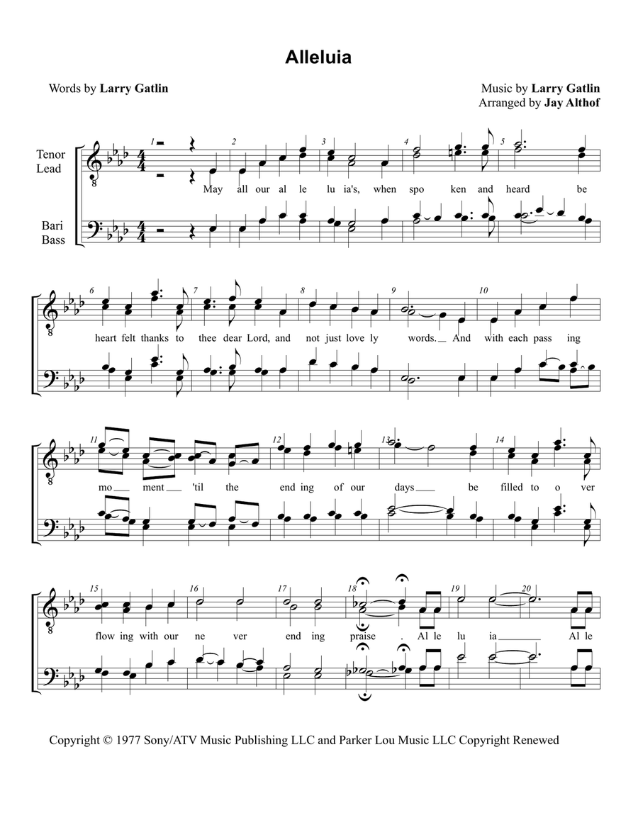 Alleluia TTBB scores gallery preview page 1