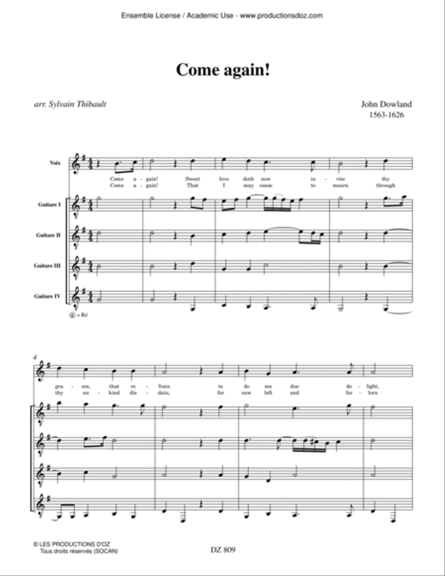 Come again! Come again! Guitar Ensemble scores gallery preview page 2
