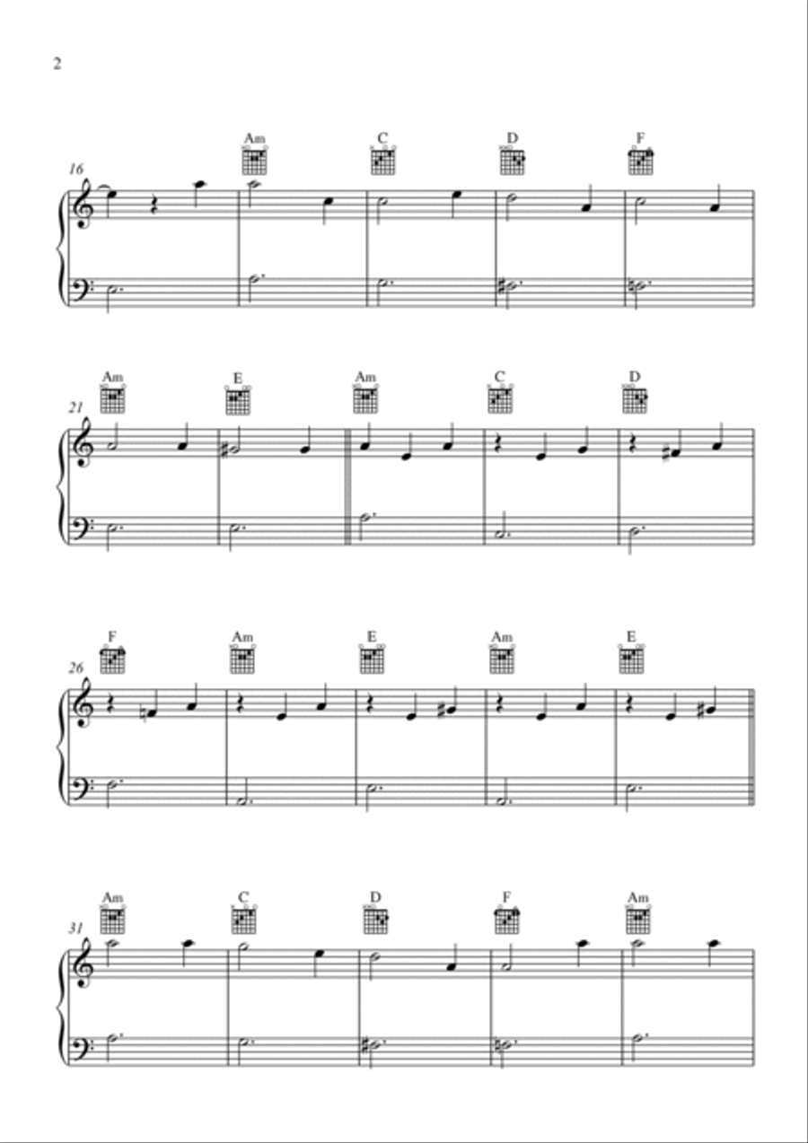 House of the Rising Sun - for easy Piano - with Chords Easy Piano scores gallery preview page 2