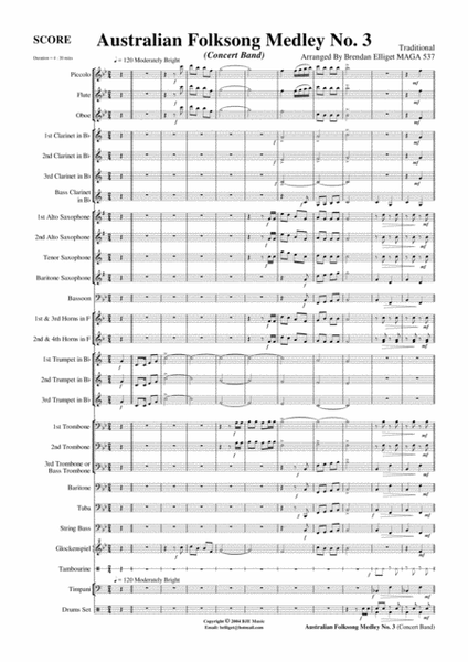 Australian Folksong Medley No. 3 Concert Band Score and Parts image number null