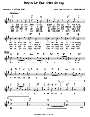 Angels We Have Heard On High - Lead sheet (melody, lyrics & chords) in key of G