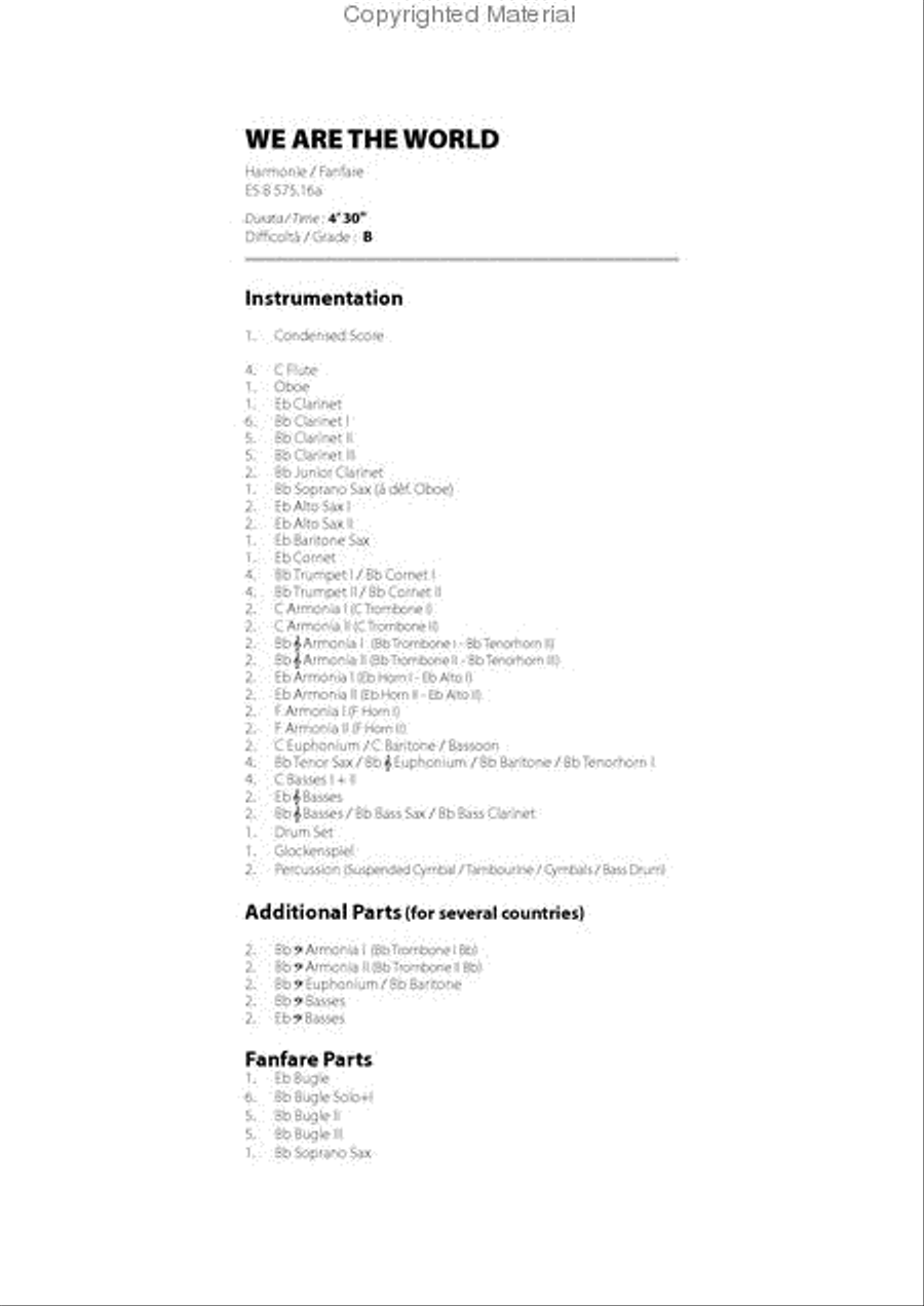 We Are the World Concert Band scores gallery preview page 2