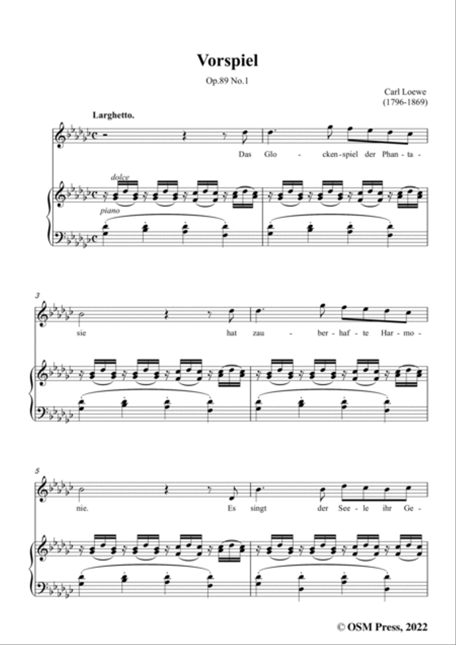 Loewe-Vorspiel(Das Glockenspiel der Phantasie),Op.89 No.1,in G flat Major Voice scores gallery preview page 3