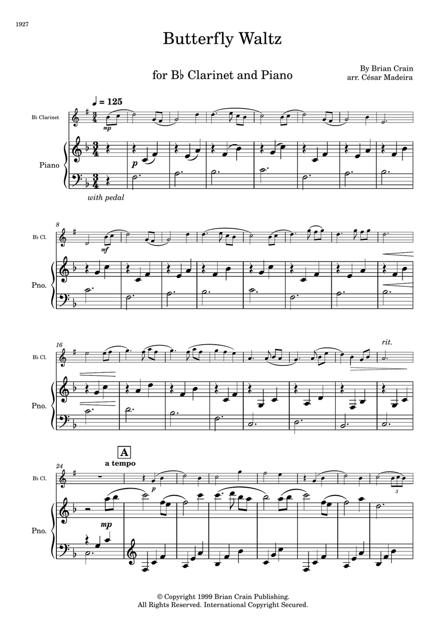 Butterfly Waltz B-Flat Clarinet scores gallery preview page 2