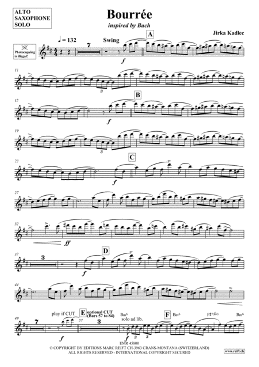 Bourree Bourree Alto Saxophone scores gallery preview page 2