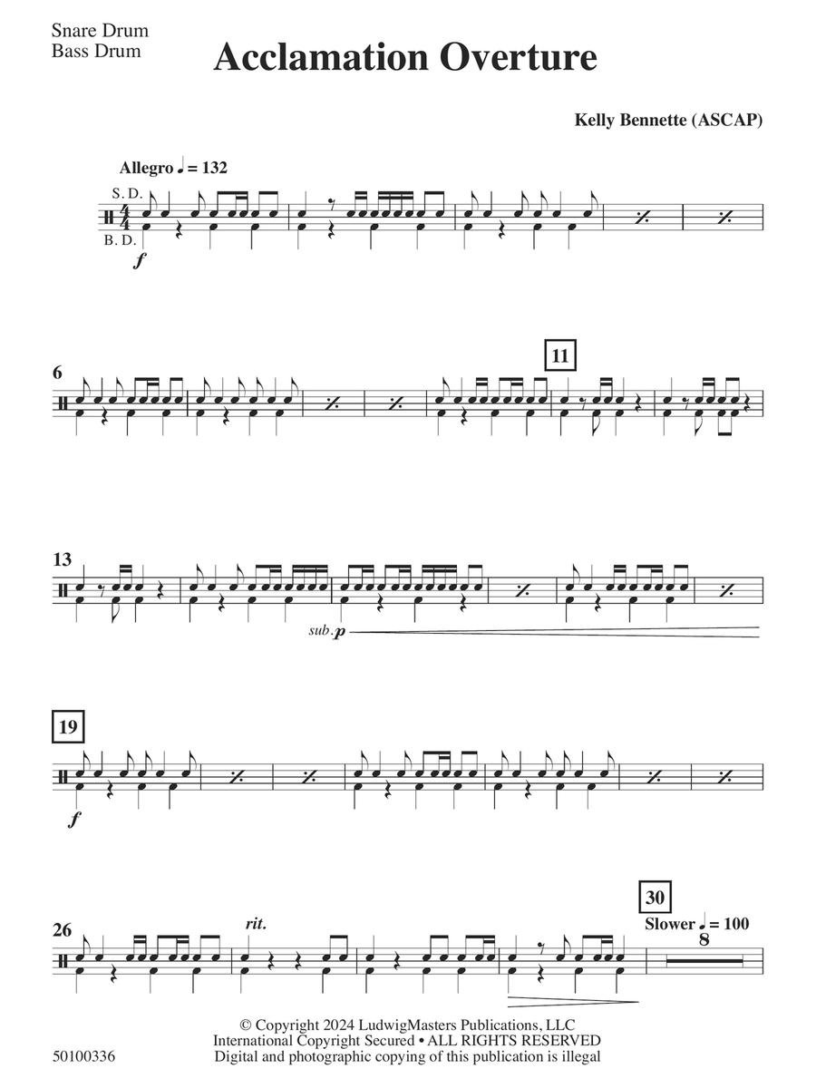 Acclamation Overture - Snare Drum/Bass Drum