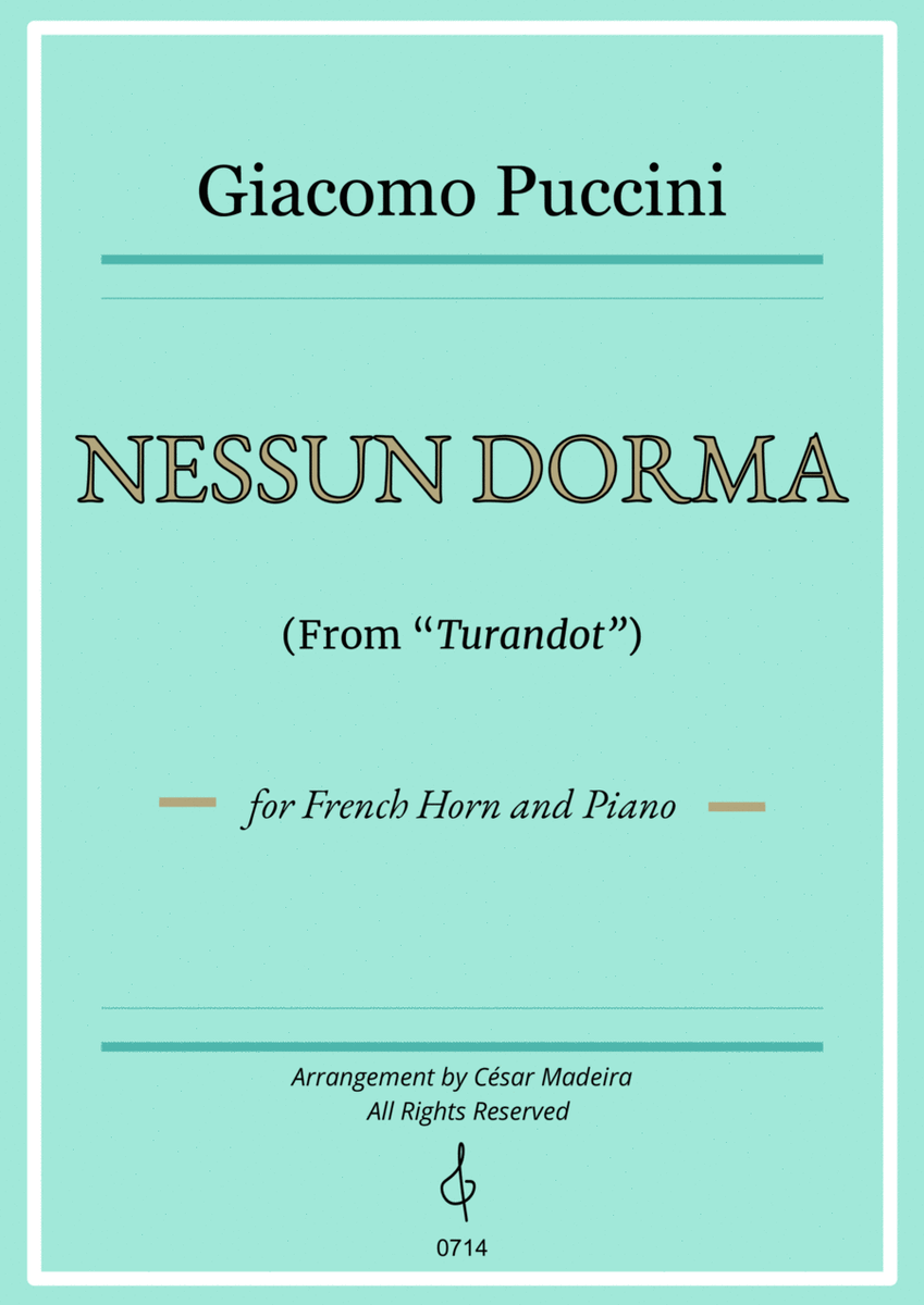 Nessun Dorma by Puccini - French Horn and Piano (Individual Parts) image number null