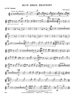 Book cover for Blue Ridge Rhapsody: 1st B-flat Clarinet