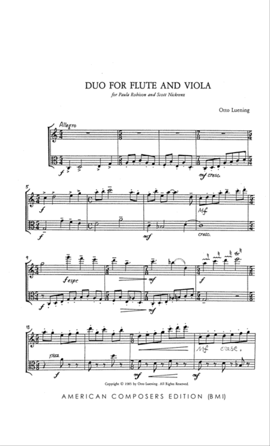 [Luening] Duo for Flute and Viola