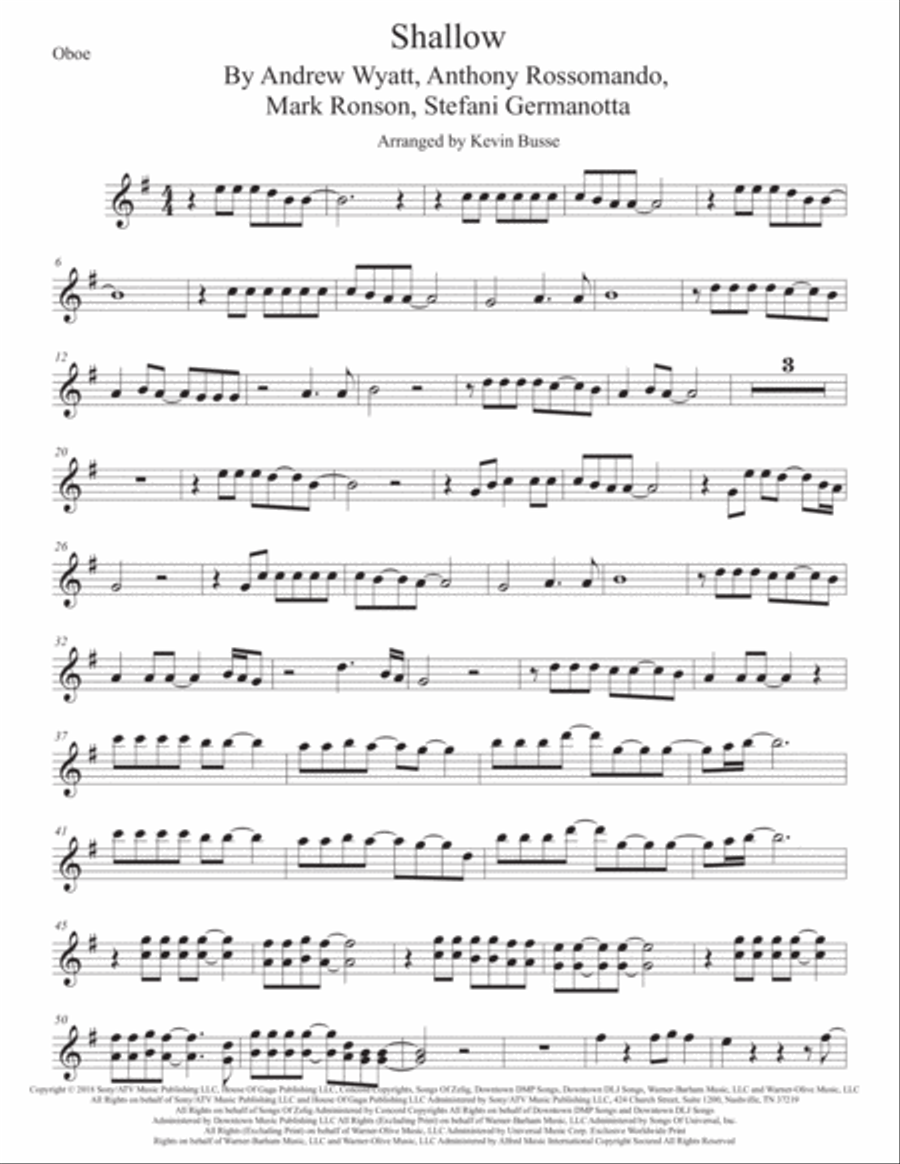 Shallow Oboe Solo scores gallery preview page 1