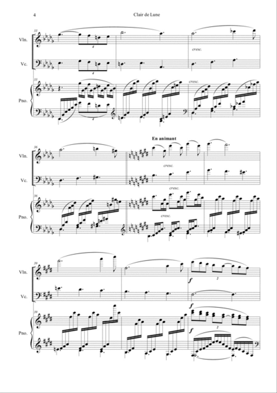 Clair de Lune Piano Trio scores gallery preview page 4
