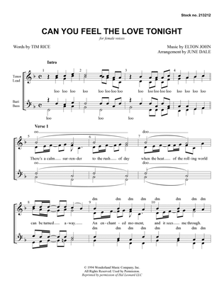 Book cover for Can You Feel The Love Tonight? (from The Lion King) (arr. June Dale)
