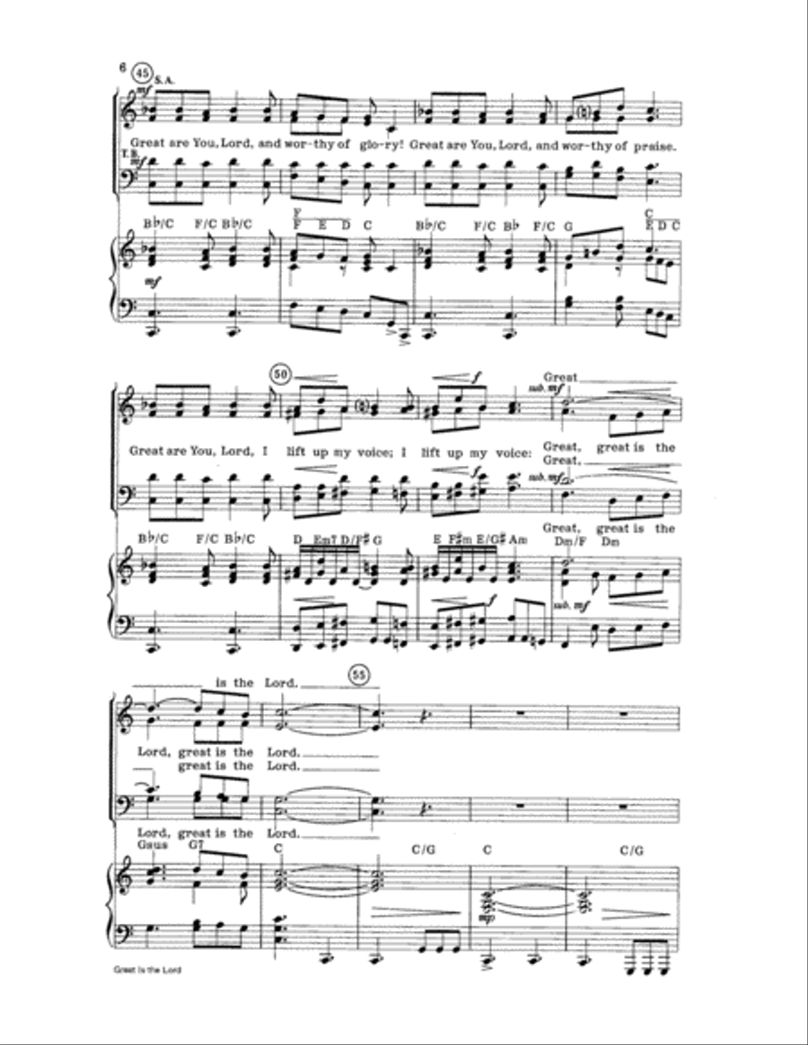 Great Is the Lord 4-Part scores gallery preview page 6